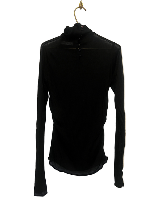 LA MAÎTRESSE FINE KNIT BUTTON ROLL NECK TOP / BLACK / LIMITED EDITION
