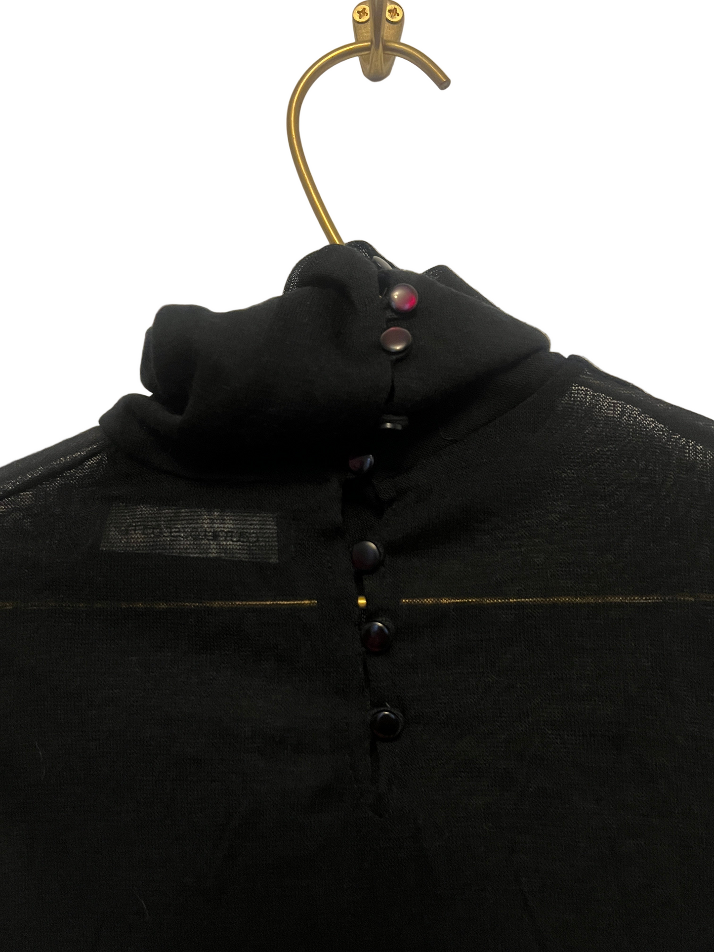 LA MAÎTRESSE FINE KNIT BUTTON ROLL NECK TOP / BLACK / LIMITED EDITION