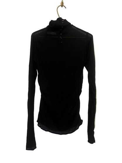 LA MAÎTRESSE FINE KNIT BUTTON ROLL NECK TOP / BLACK / LIMITED EDITION