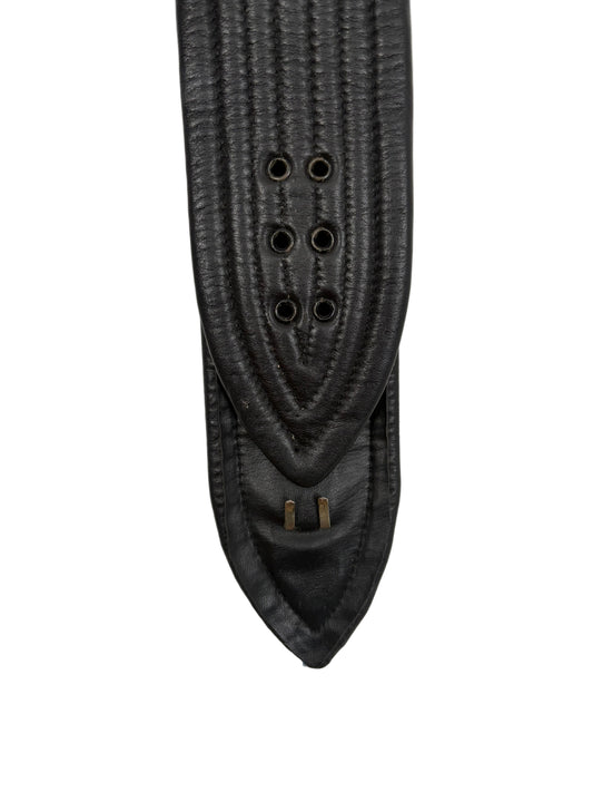 VINTAGE CURATION | QUILT ROW LEATHER BELT / BLACK