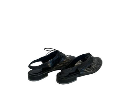 STÆRK ARCHIVE | THE STORYTELLER SLINGBACK LACE-UP MULES / BLACK W/ GREY