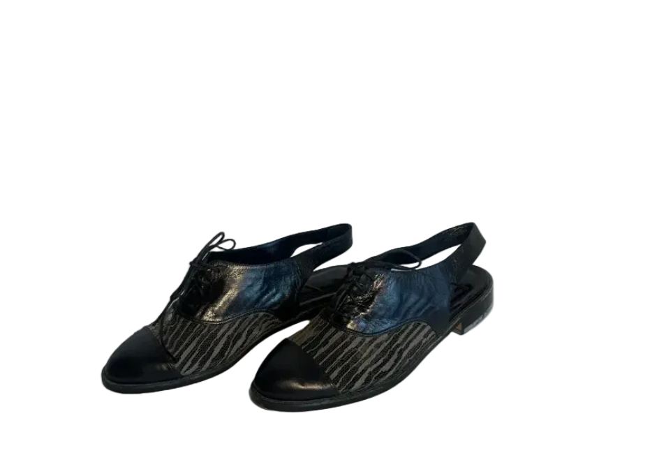 STÆRK ARCHIVE | THE STORYTELLER SLINGBACK LACE-UP MULES / BLACK W/ GREY